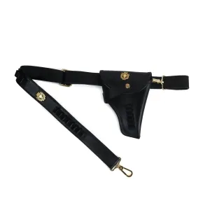 Bullets Holder Gun Cover & Buckle Strap Black Genuine Leather Cover With Lion Logo (MTO)