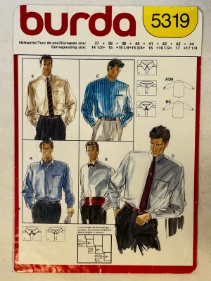 Burda 5319 PARTIALLY CUT Men's Wear Sizes 14.5-17.25