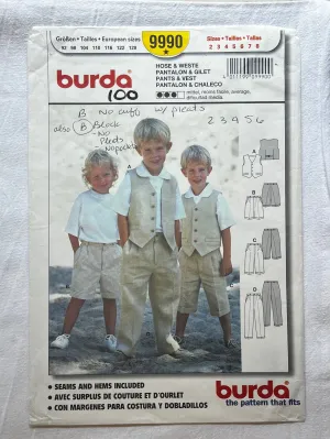 Burda 9990 Sewing Pattern PARTIALLY CUT Childrens' Vest & Pants Sizes 2-8