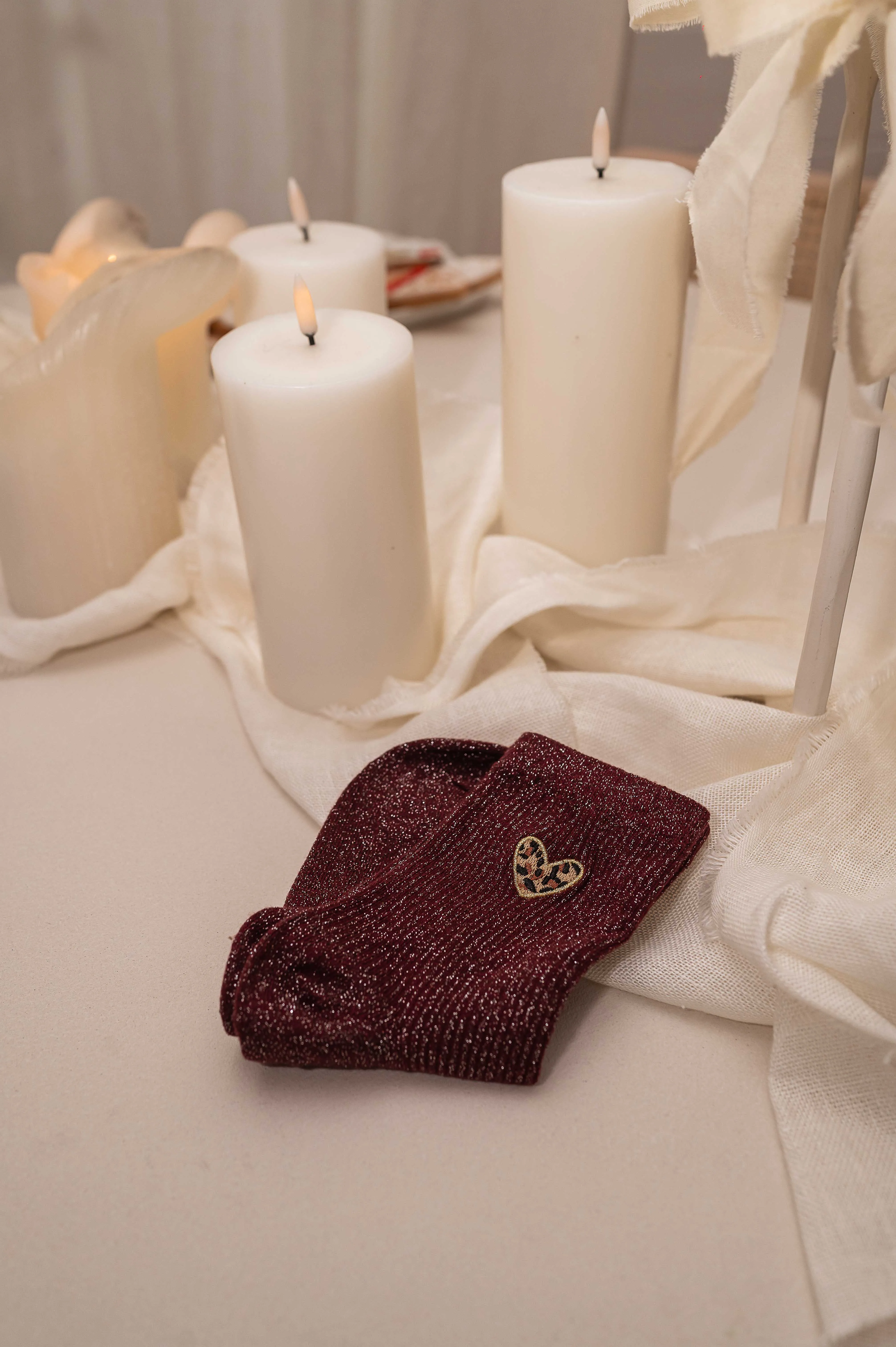 Burgundy Glitter Bicy Socks