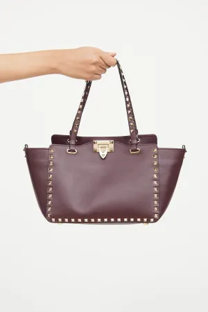 Burgundy Rockstud Tote Bag
