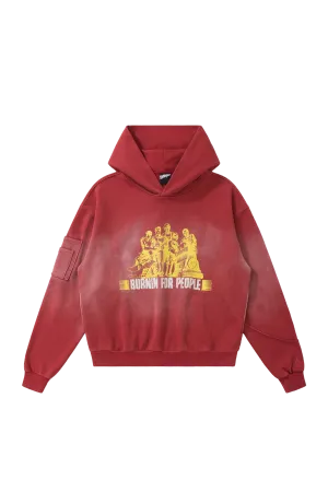 BURNIN Distressed Washed Printed Hoodie
