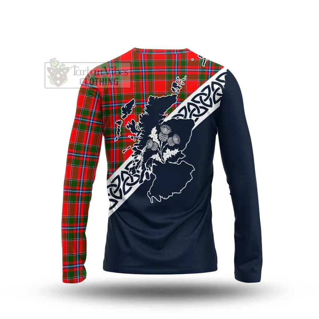 Butter Tartan Long Sleeve T-Shirt Featuring Thistle and Scotland Map
