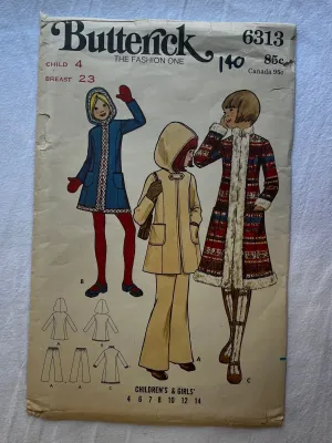 Butterick 6313 Pattern PARTIALLY CUT Girl's Coat and Pants Size 4