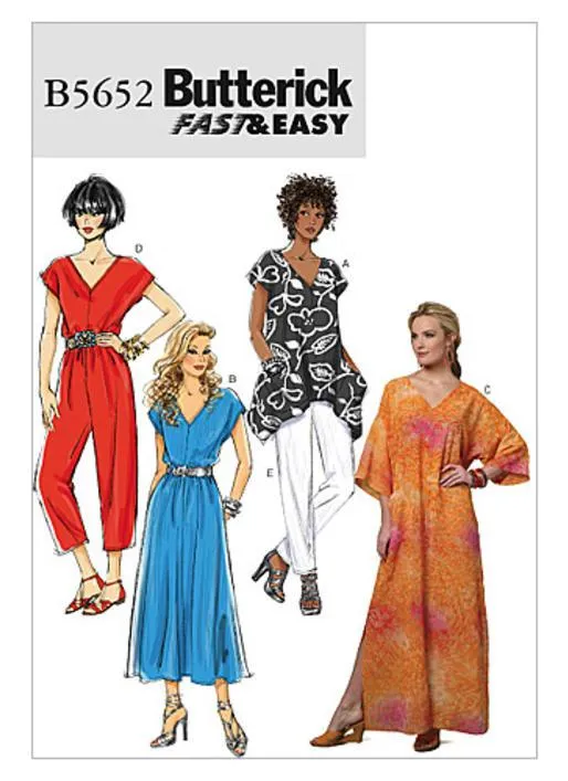Butterick Pattern B5652 Misses' Top, Dress, Caftan, Jumpsuit and Pants