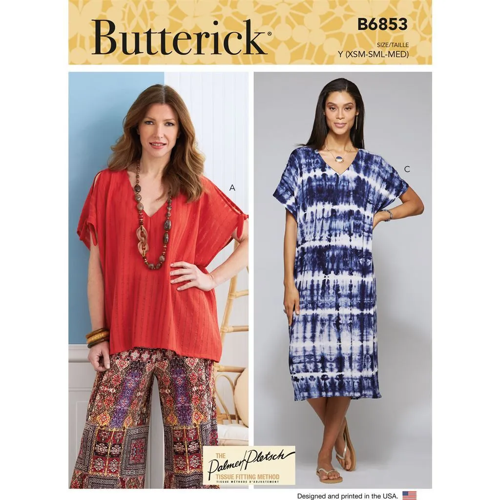 Butterick Pattern B6853 Misses' V-Neck Pullover Tunic & Dresses