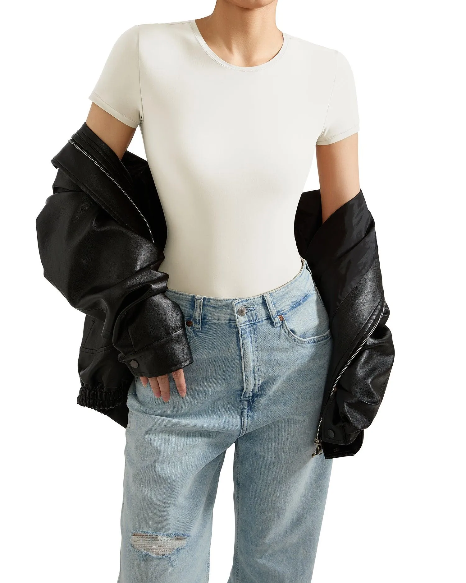 Buttery Soft Crew Neck Bodysuit - Short Sleeve