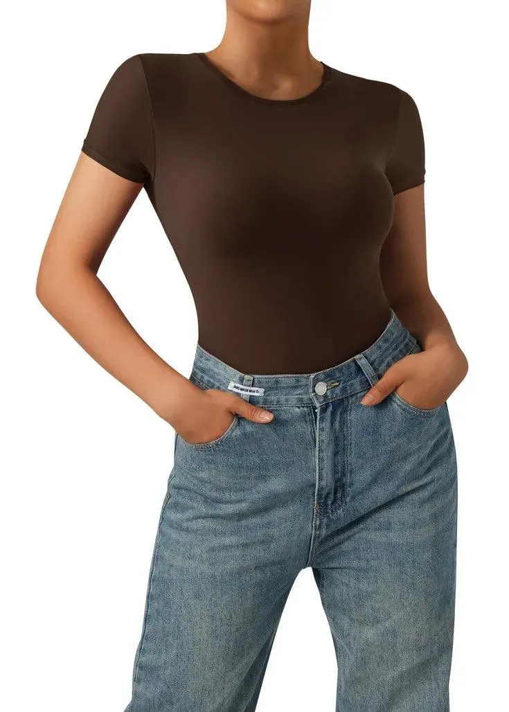 Buttery Soft Crew Neck Bodysuit - Short Sleeve