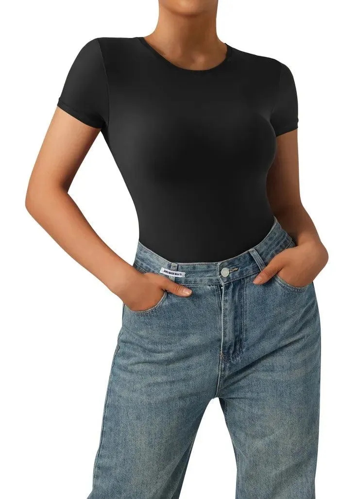 Buttery Soft Crew Neck Bodysuit - Short Sleeve