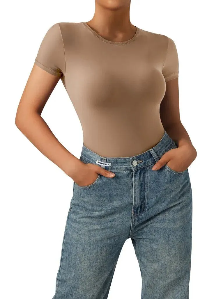 Buttery Soft Crew Neck Bodysuit - Short Sleeve