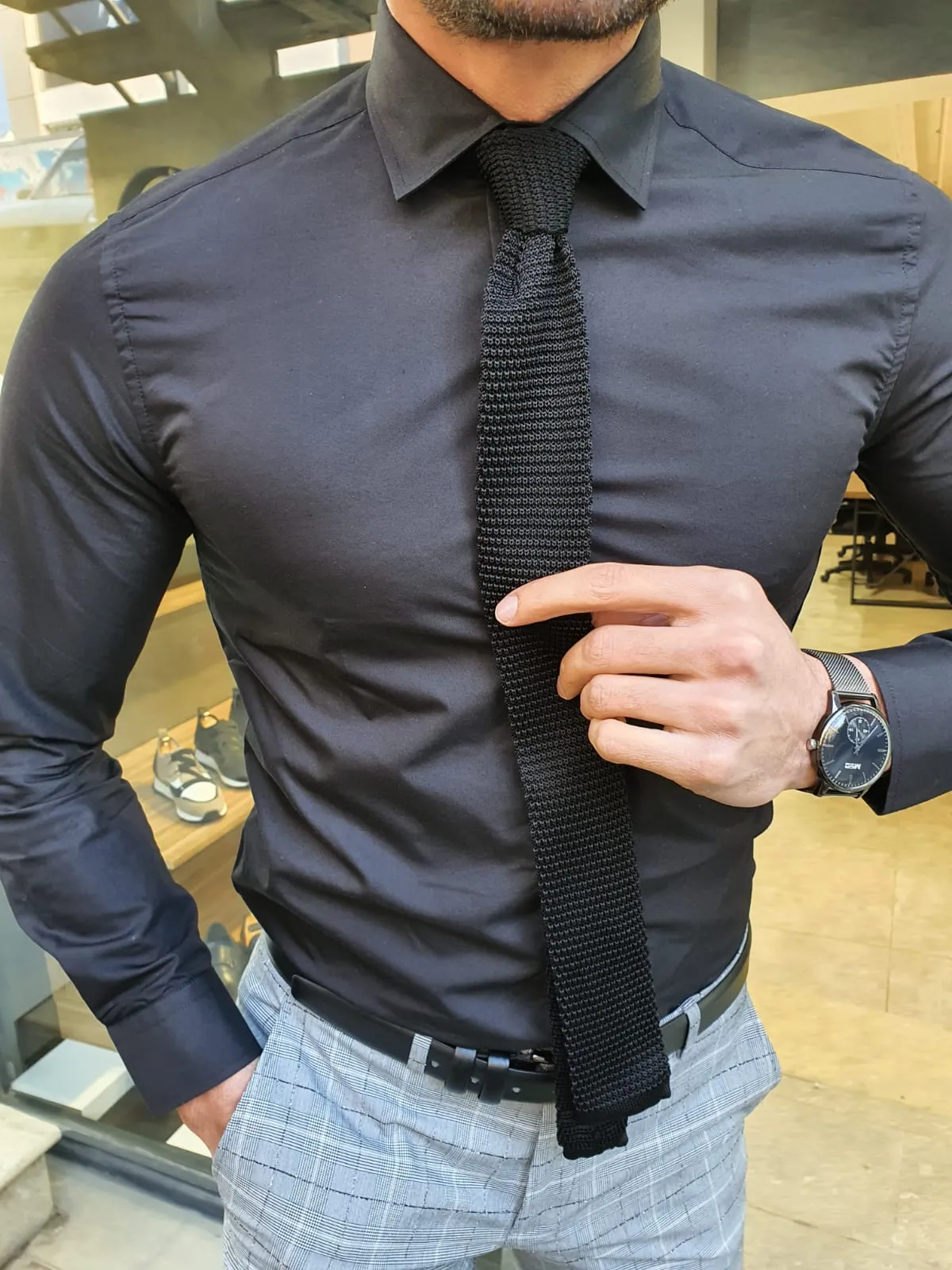 Buy Black Slim Fit Cotton Shirt by GentWith.com with Free Shipping