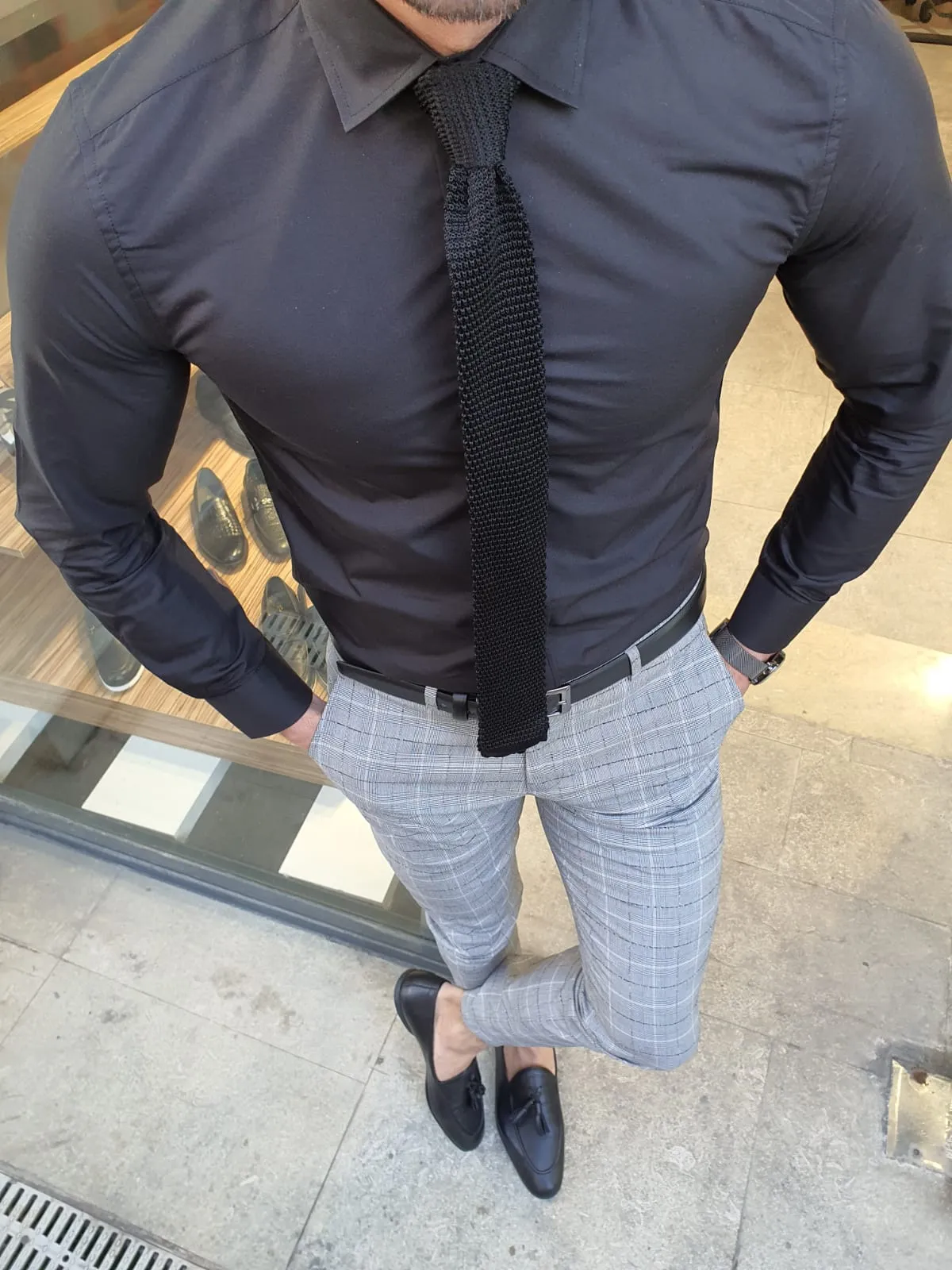 Buy Black Slim Fit Cotton Shirt by GentWith.com with Free Shipping