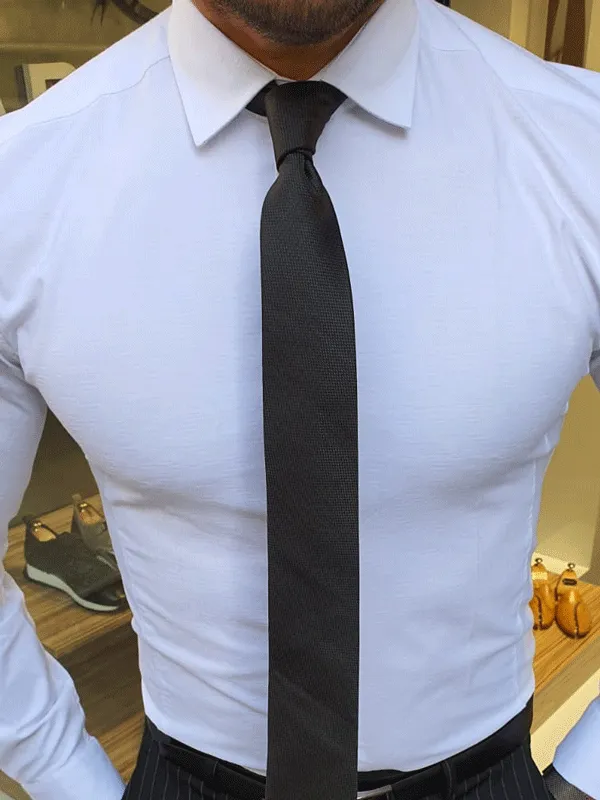 Buy White Slim Fit Patterned Cotton Shirt by GentWith with Free Shipping