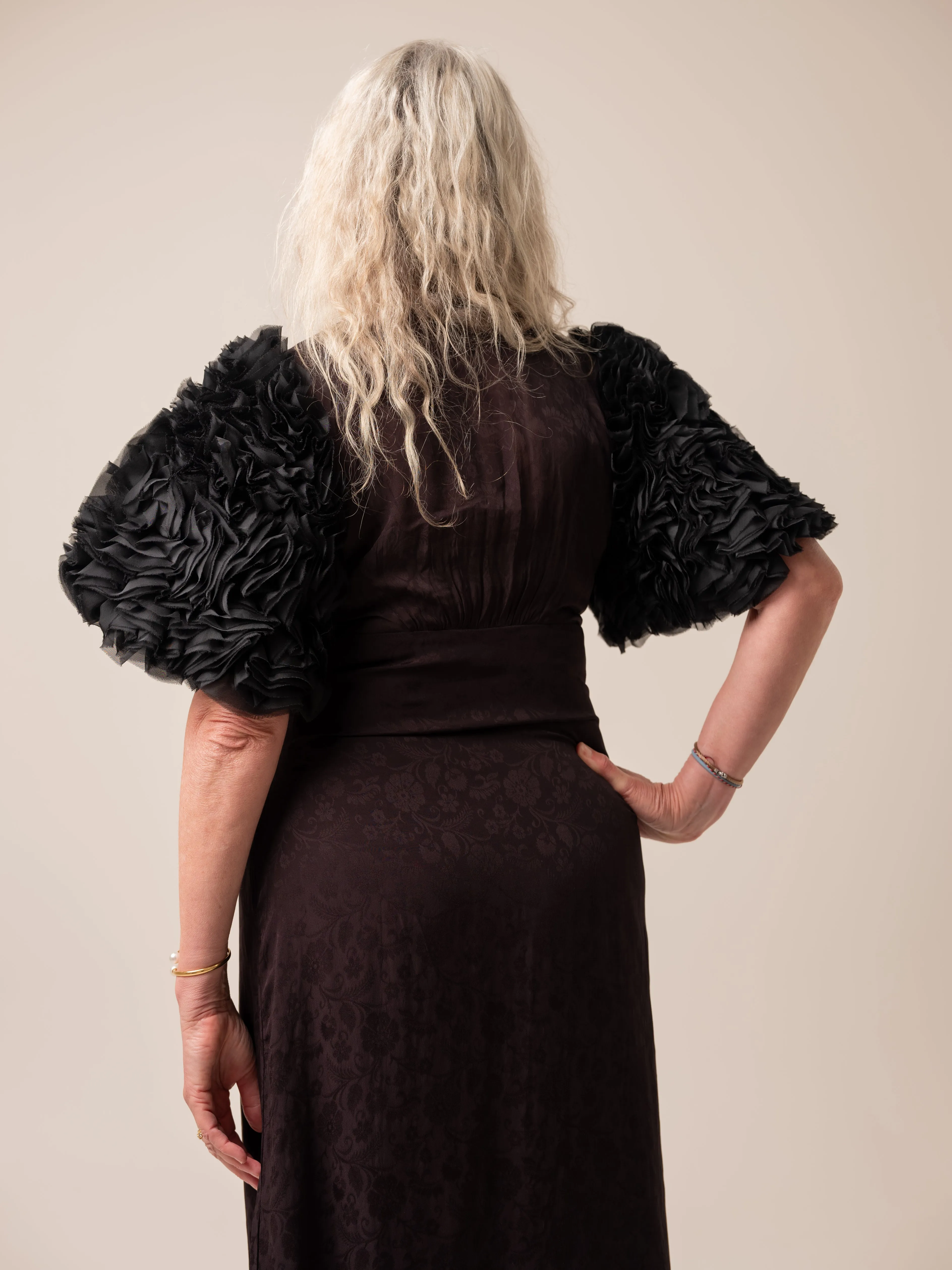 ByTimo Georgette Ruffle Gown in Black