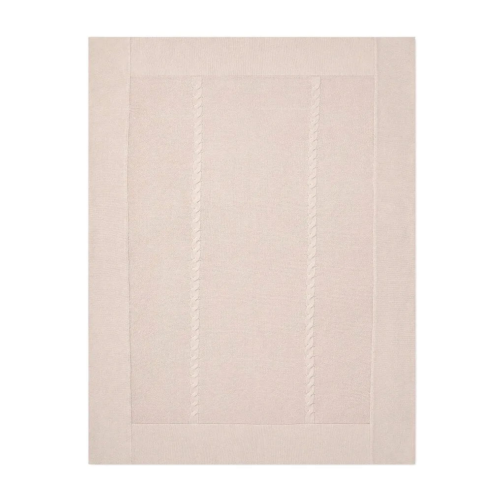 Cable Garter Knit Blanket Taupe