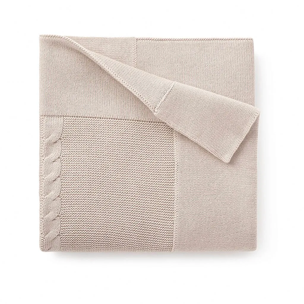 Cable Garter Knit Blanket Taupe