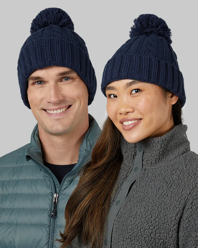 CABLE KNIT POM BEANIE
