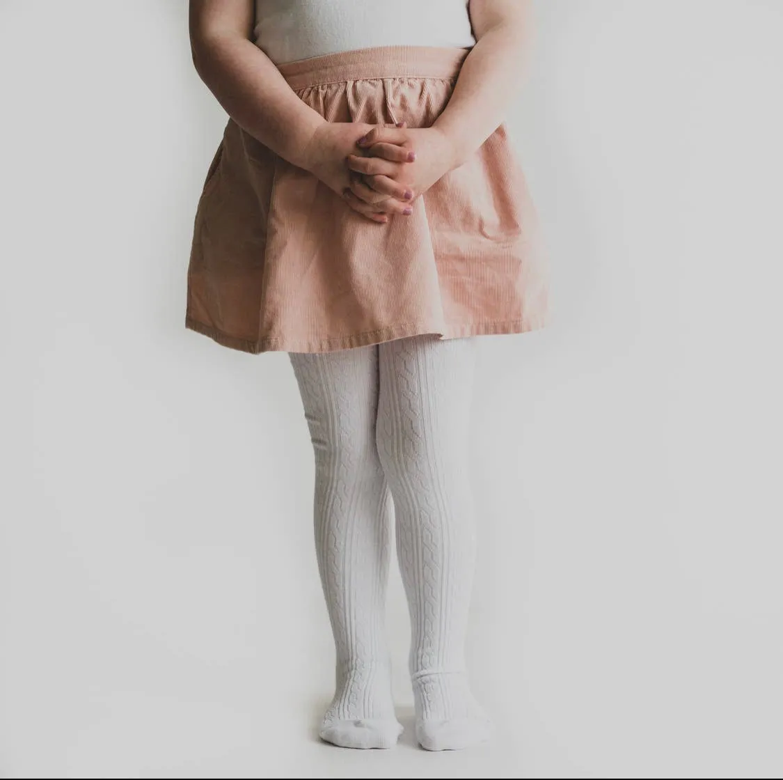 Cable Knit Tights, White