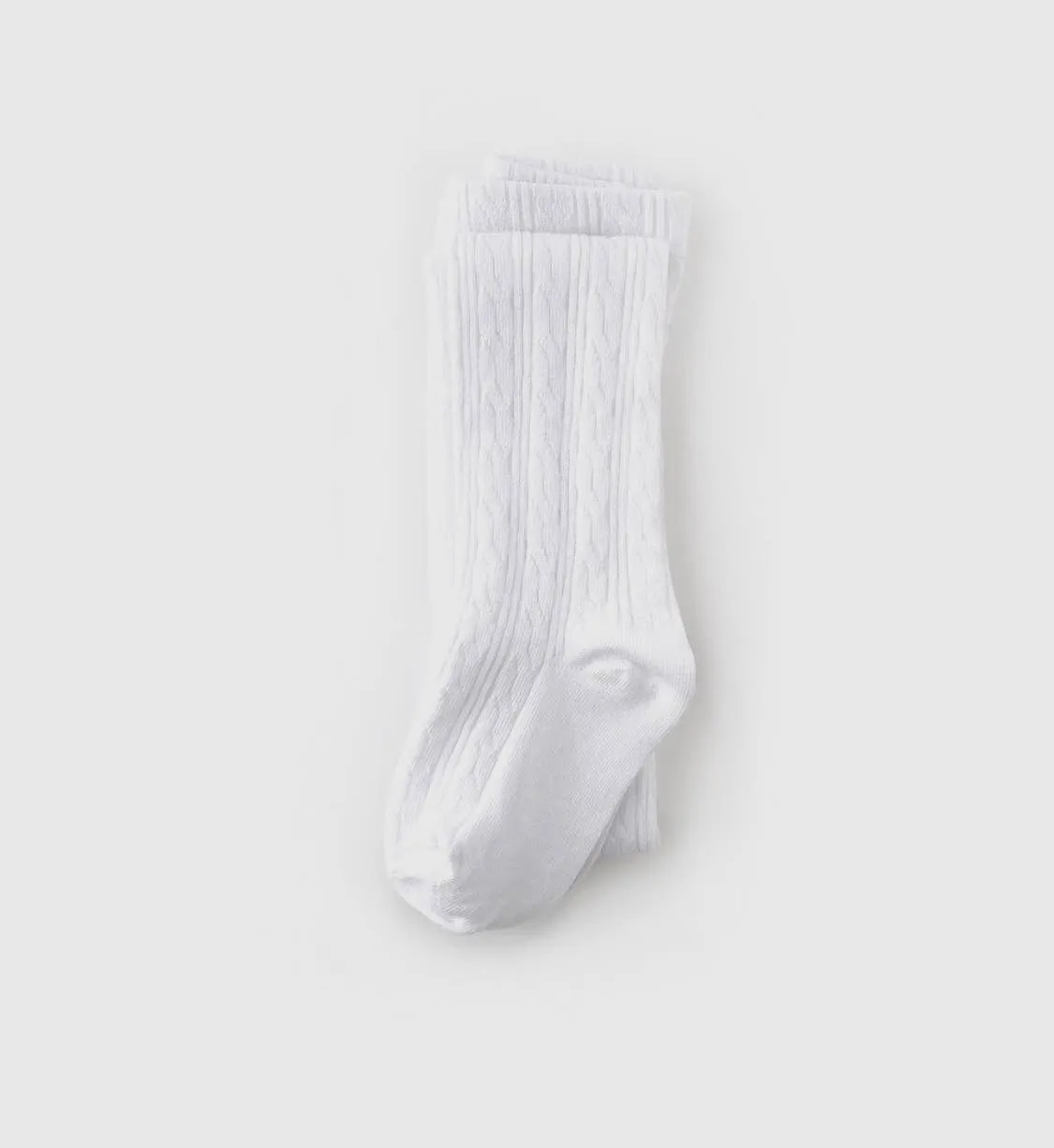 Cable Knit Tights, White