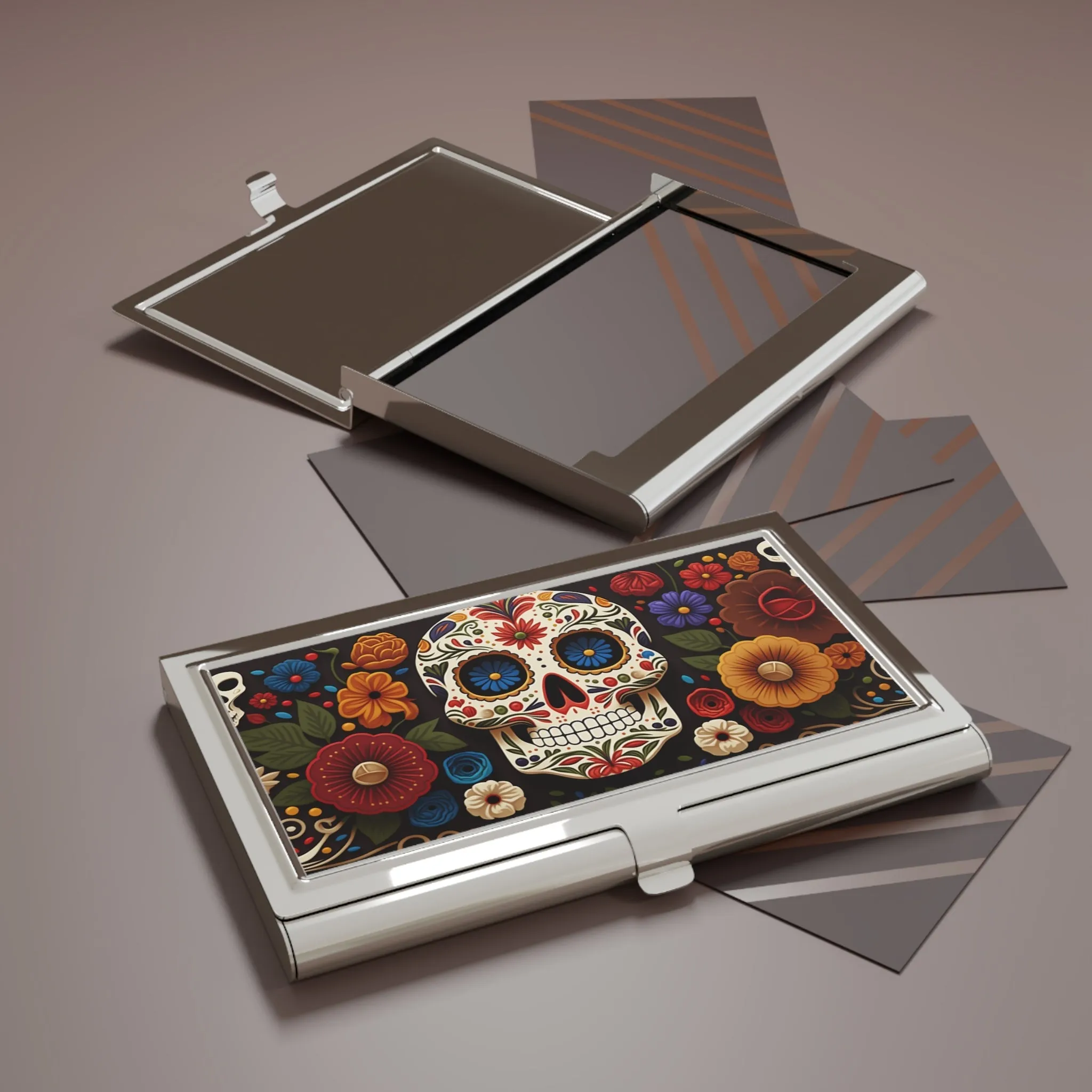 Calavera Talavera Skull Business Card Holder
