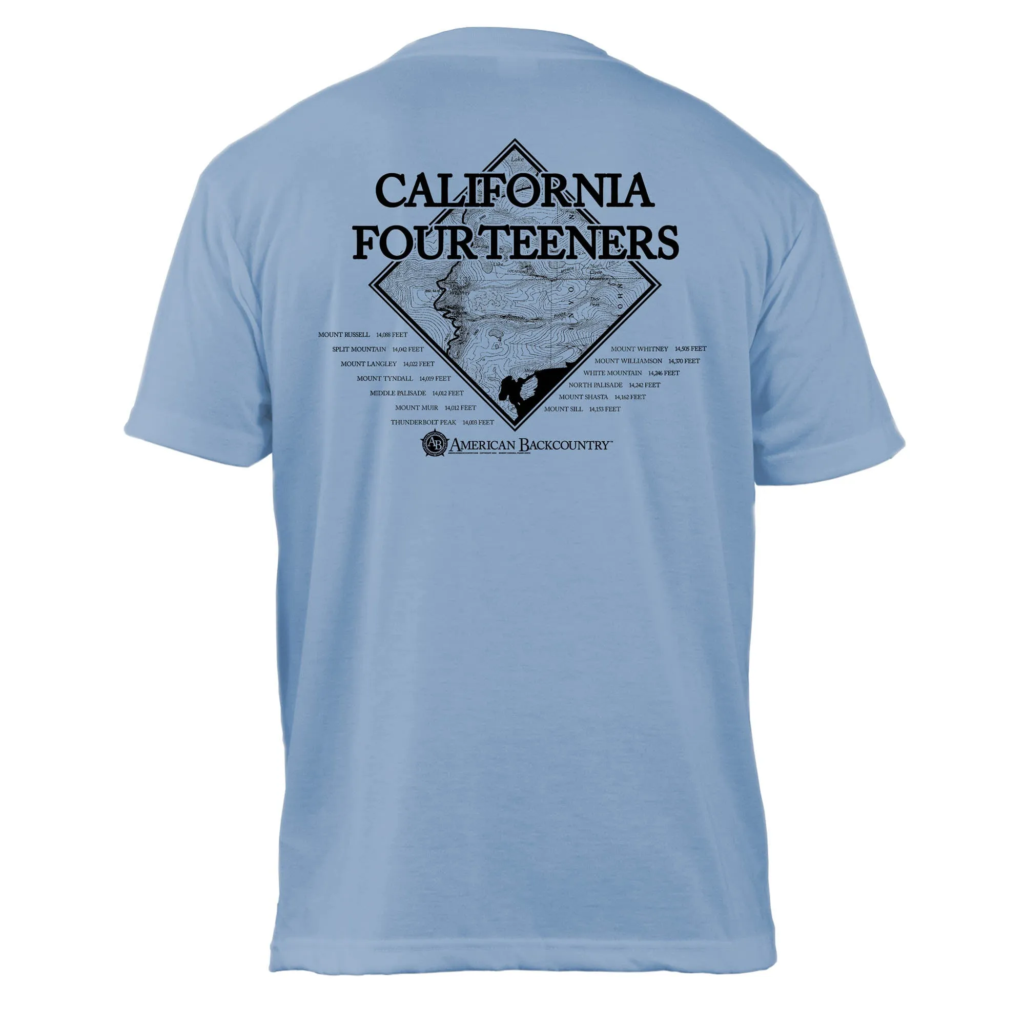 California Fourteeners Diamond Topo  Basic Crew T-Shirt
