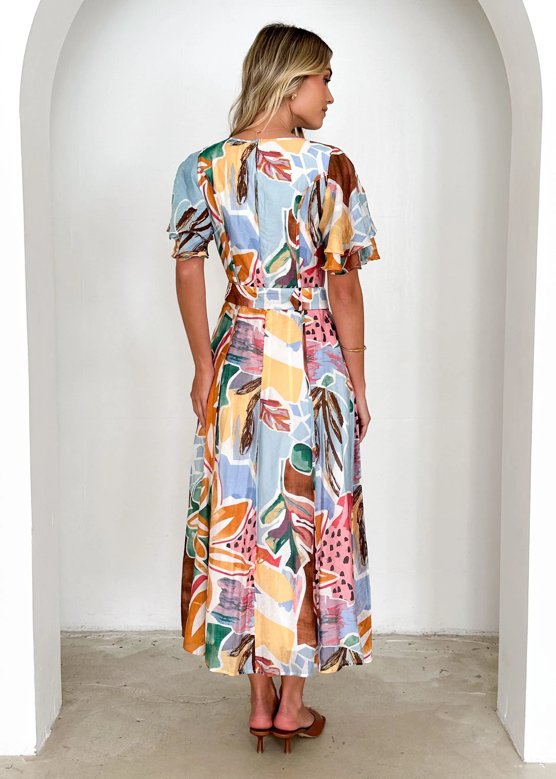 Callie Midi Dress - Tropical Blue
