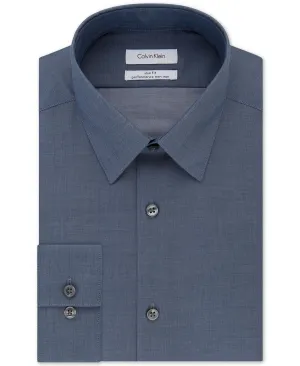 Calvin Klein Men's Slim Fit Non Iron Performance Herringbone Collar Dress Shirt