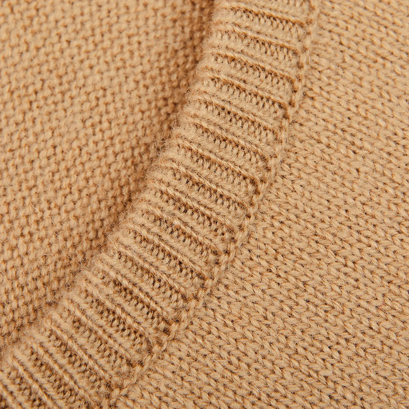 Camel Beige Crew Neck Cashmere Sweater