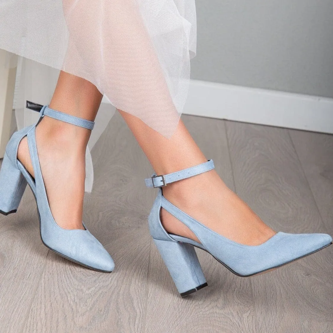 Camila Vegan Suede Heels | Baby Blue