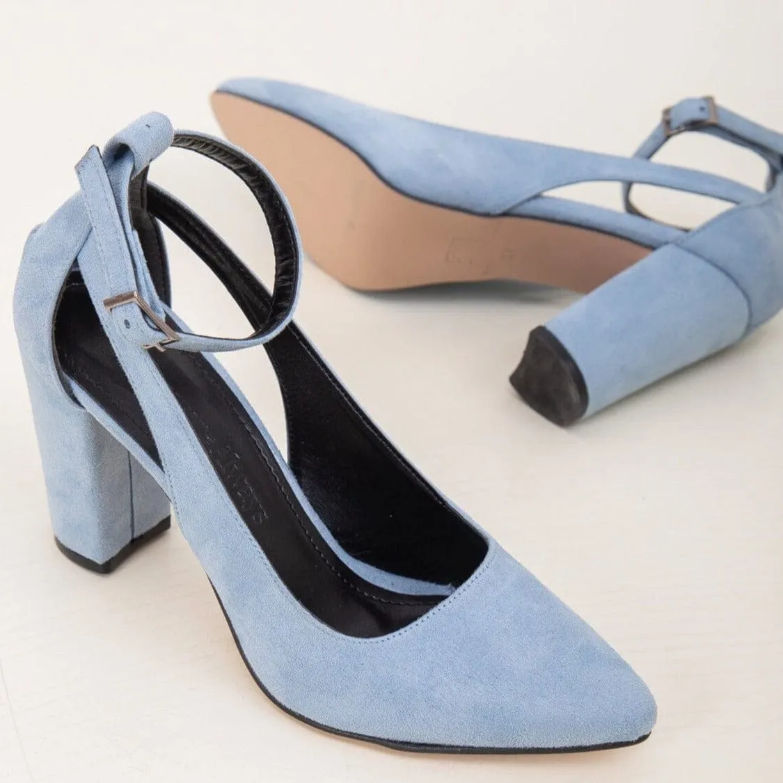 Camila Vegan Suede Heels | Baby Blue