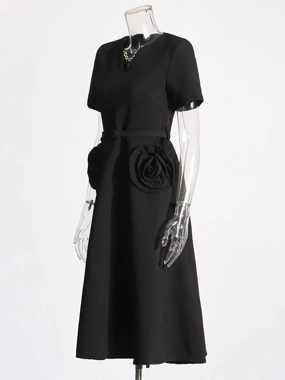 Camryn Applique Belt Slim Midi Dress