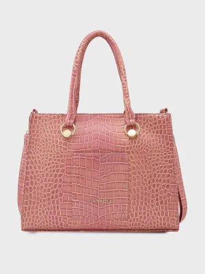 Caprese Miranda Tote Medium Croco Womens Office Handbag Pink