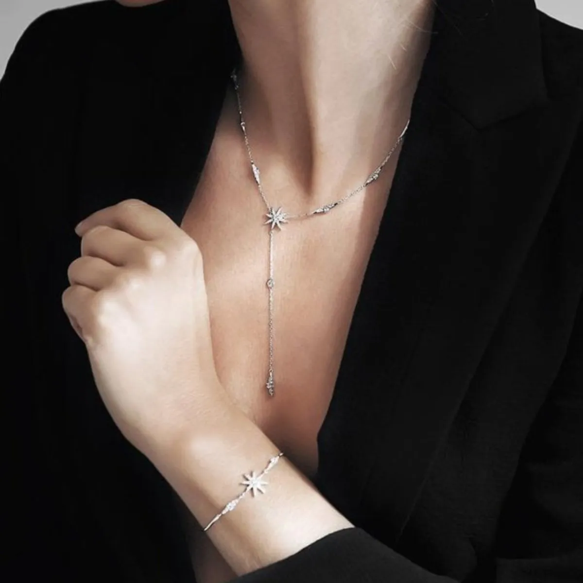 CARAT* London Sterling Silver Mimosa Drop Pendant Necklace