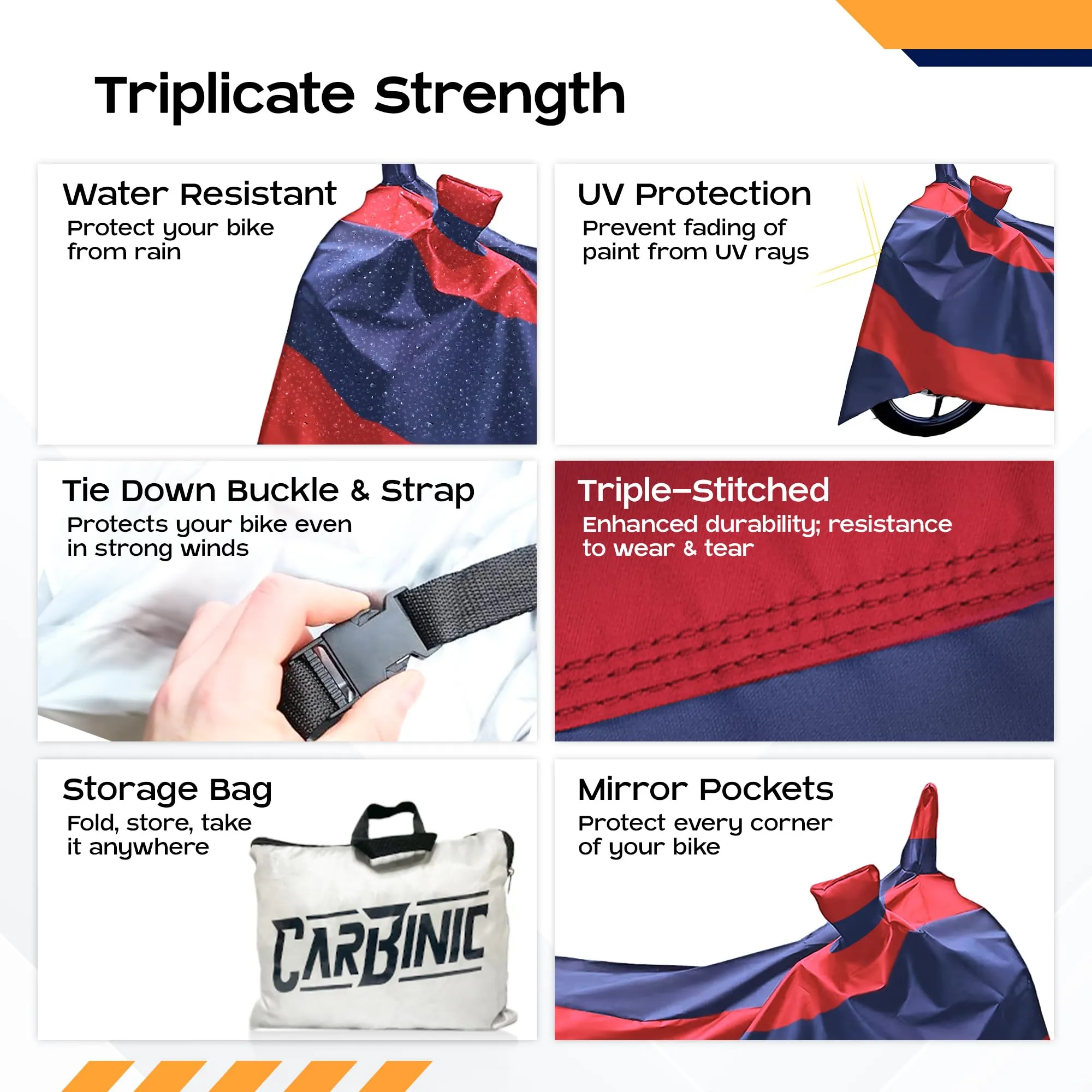 CARBINIC Polyester Water Resistant Scooty Cover|Honda Activa 6G Tvs Jupiter Bajaj Chetak Electric Scooter Cover|Dustproof Activa Accessories|Uv Proof Scratchproof With Mirror Pocket Cover|Blue&Red