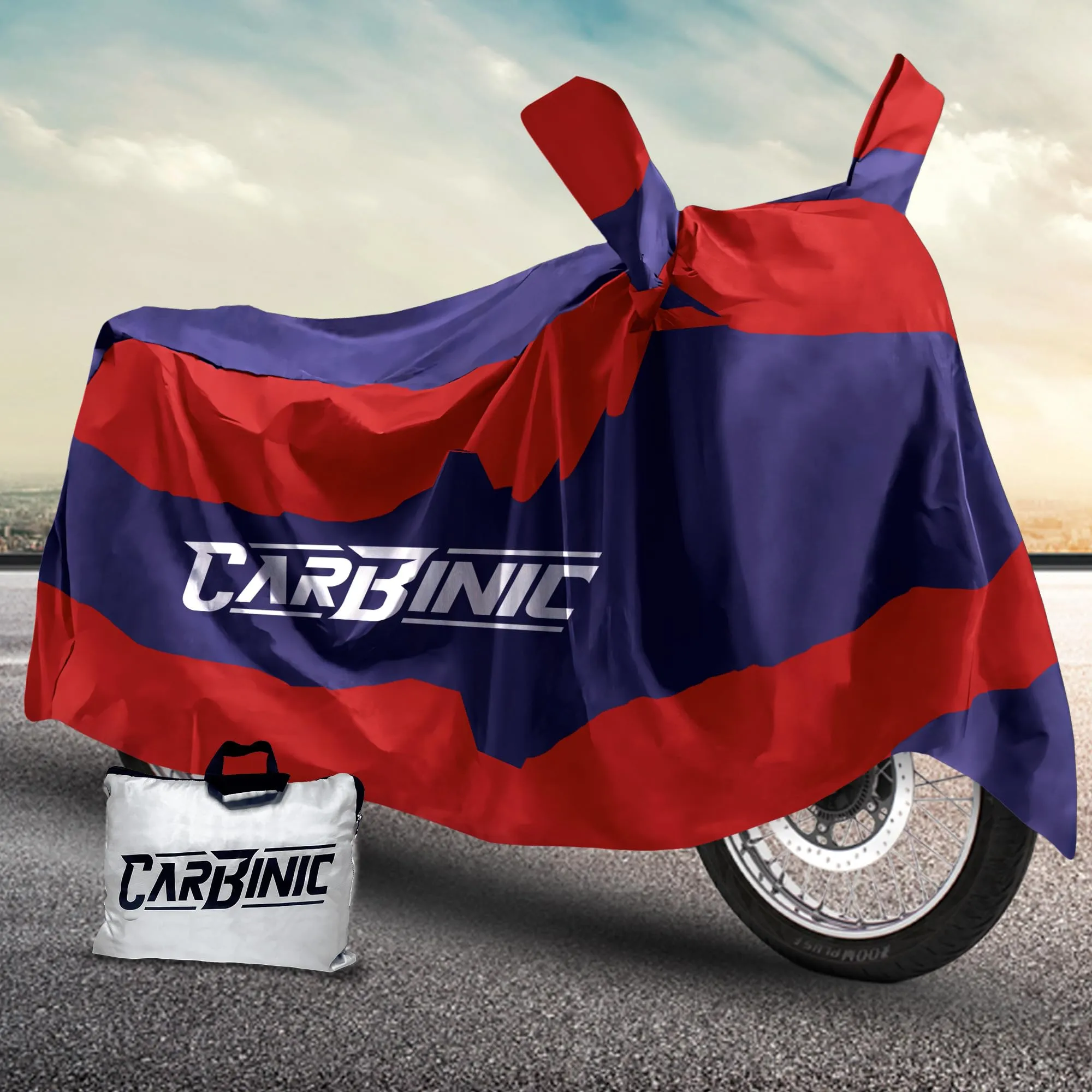 CARBINIC Polyester Water Resistant Scooty Cover|Honda Activa 6G Tvs Jupiter Bajaj Chetak Electric Scooter Cover|Dustproof Activa Accessories|Uv Proof Scratchproof With Mirror Pocket Cover|Blue&Red