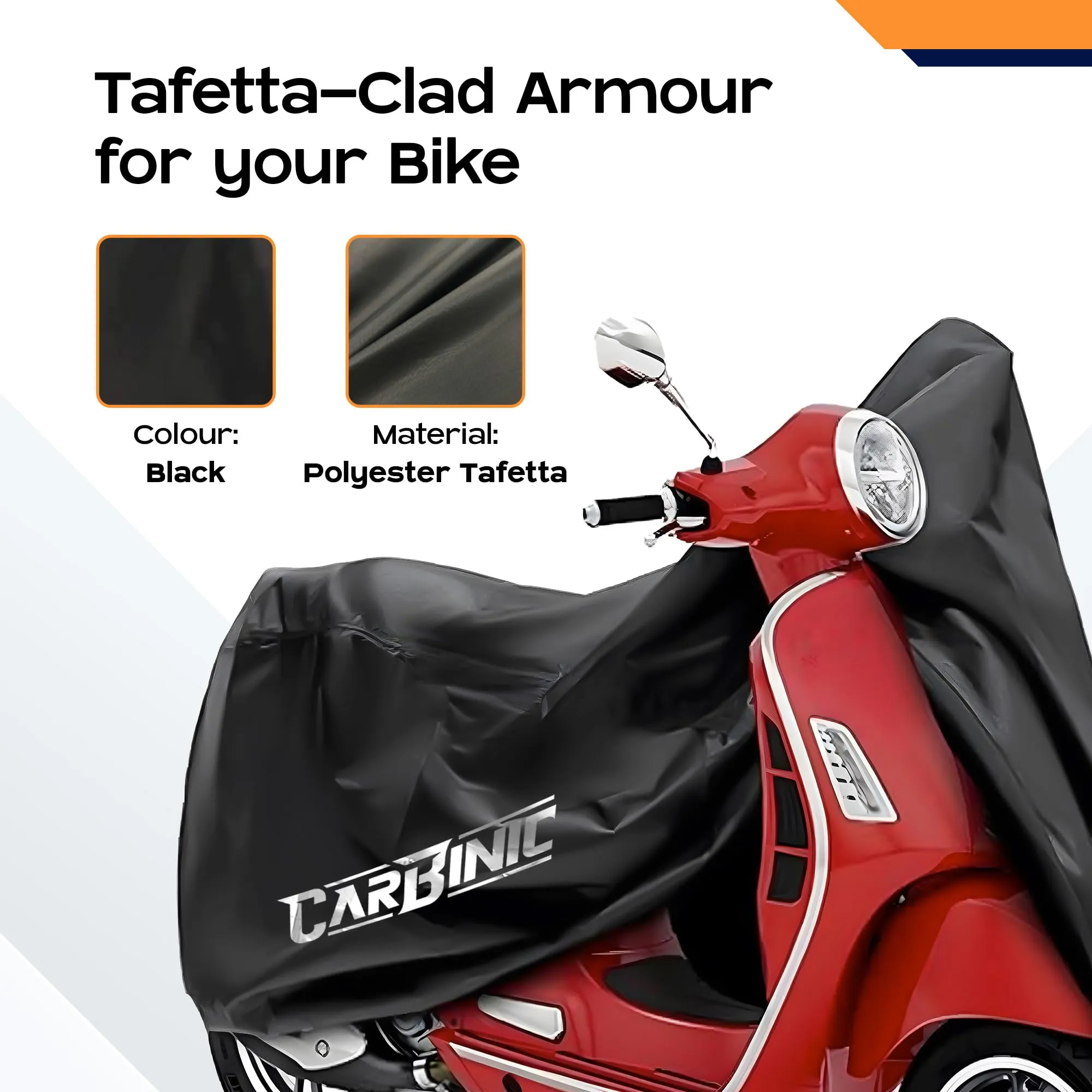 CARBINIC Water Resistant Scooty Cover | Honda Activa 6G TVS Jupiter Bajaj Chetak Electric Scooter Cover | Dustproof Washable Activa Accessories | UV Proof Scratchproof (Black, for Scooty)