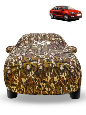 CARBINIC Waterproof Car Body Cover for Volkswagen Vento 2021 | Dustproof, UV Proof Car Cover | Car Accessories | Mirror Pockets & Antenna Triple Stitched | Double Layered Soft Cotton Lining