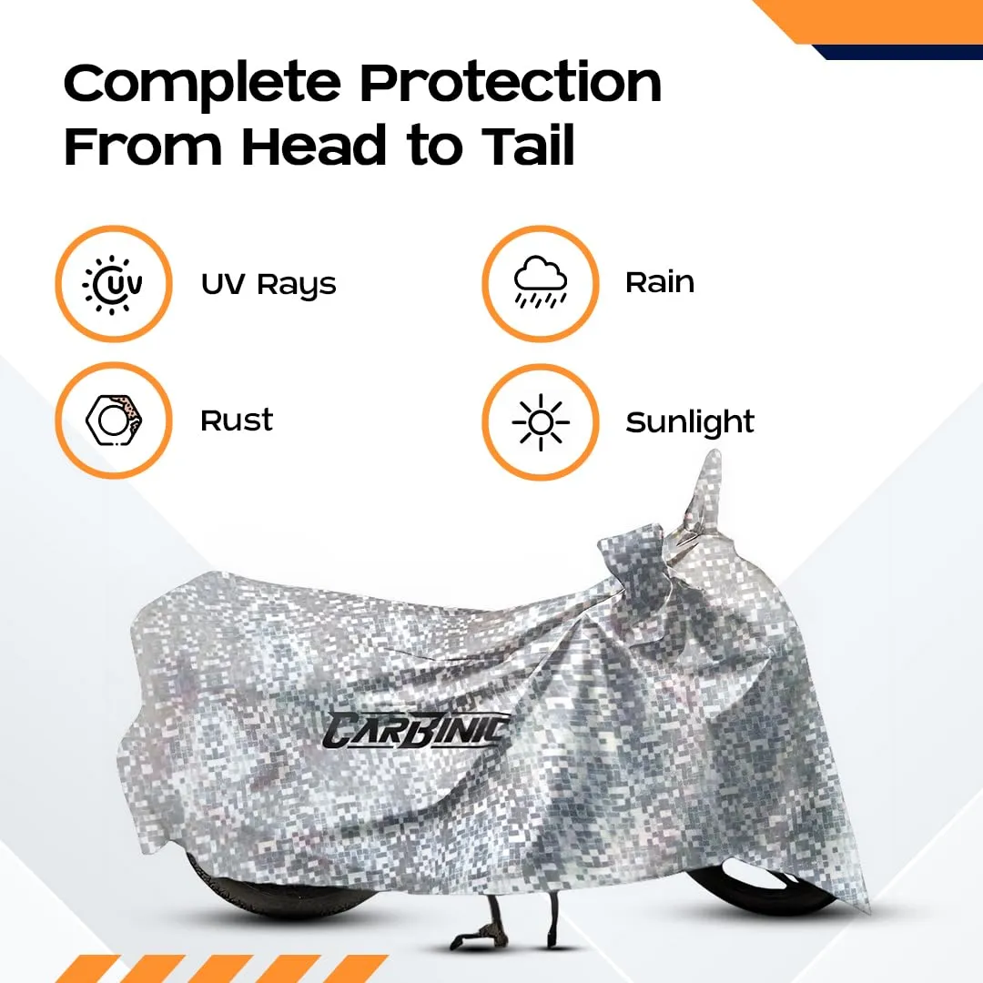 CARBINIC Waterproof Scooty Cover | Honda Activa 6G TVS Jupiter Bajaj Chetak Electric Scooter Cover | Dustproof Washable Activa Accessories | UV Proof Scratchproof with Mirror Pocket Cover | Silver