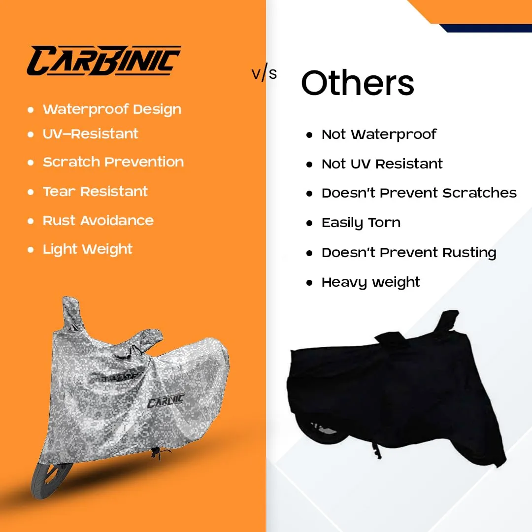 CARBINIC Waterproof Scooty Cover | Honda Activa 6G TVS Jupiter Bajaj Chetak Electric Scooter Cover | Dustproof Washable Activa Accessories | UV Proof Scratchproof with Mirror Pocket Cover | Silver