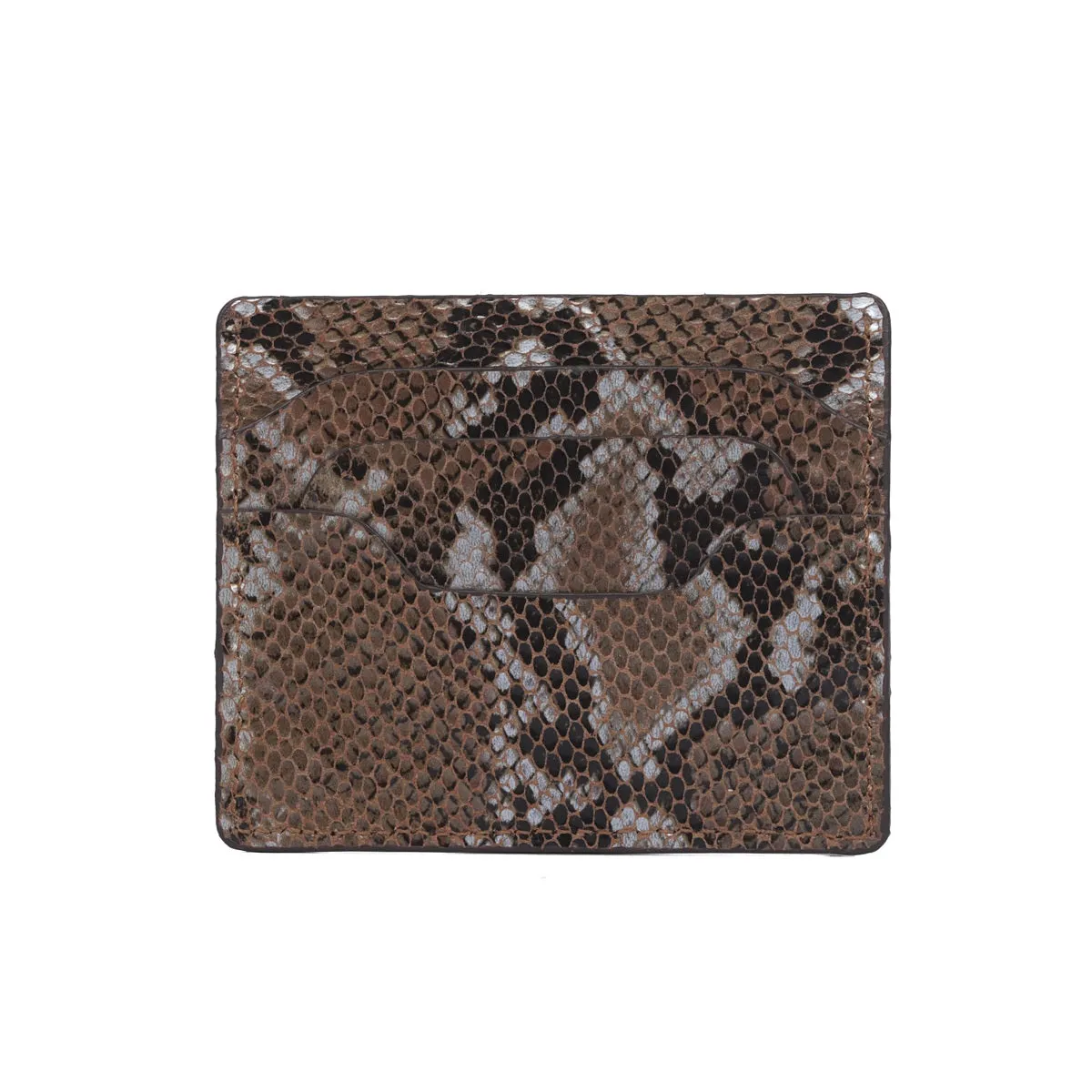 Card Holder Layered Design Pockets in Snake Texture Leather