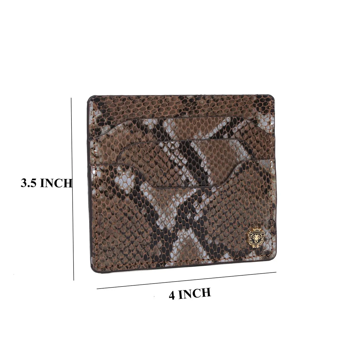 Card Holder Layered Design Pockets in Snake Texture Leather
