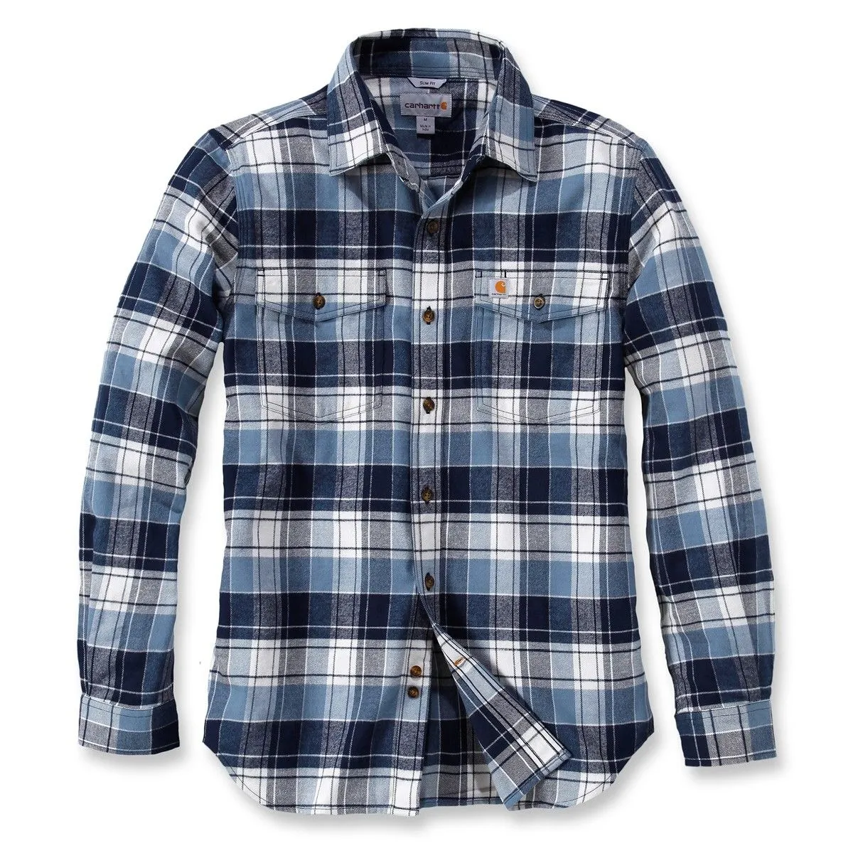 Carhartt&#x20;102888&#x20;Trimbull&#x20;Slim&#x20;Fit&#x20;Flannel&#x20;Shirt&#x20;-&#x20;Steel&#x20;Blue