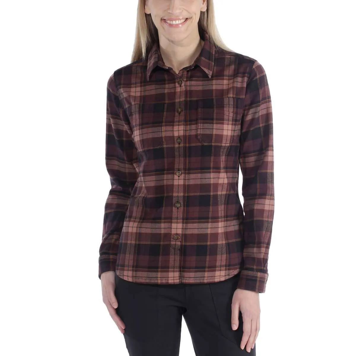 Carhartt&#x20;103226&#x20;Women&#x27;s&#x20;Hamilton&#x20;Flannel&#x20;Shirt&#x20;-&#x20;Port
