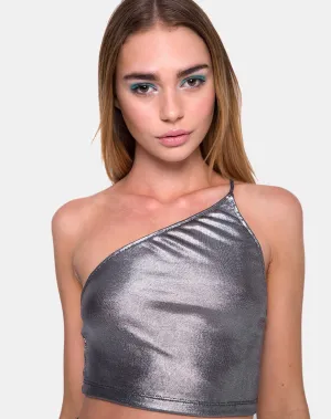 Carina Top in Drape Knit Silver Metallic