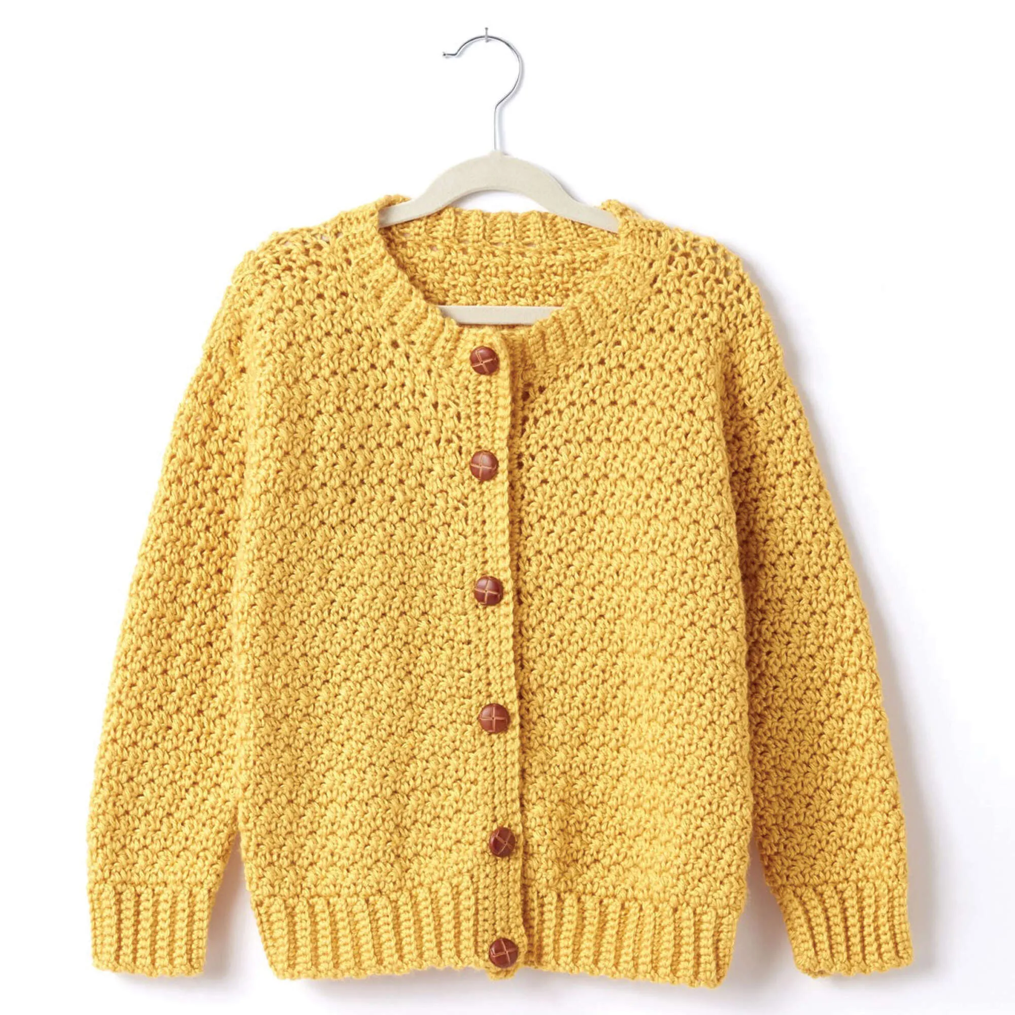 Caron Child's Crochet Crew Neck Cardigan