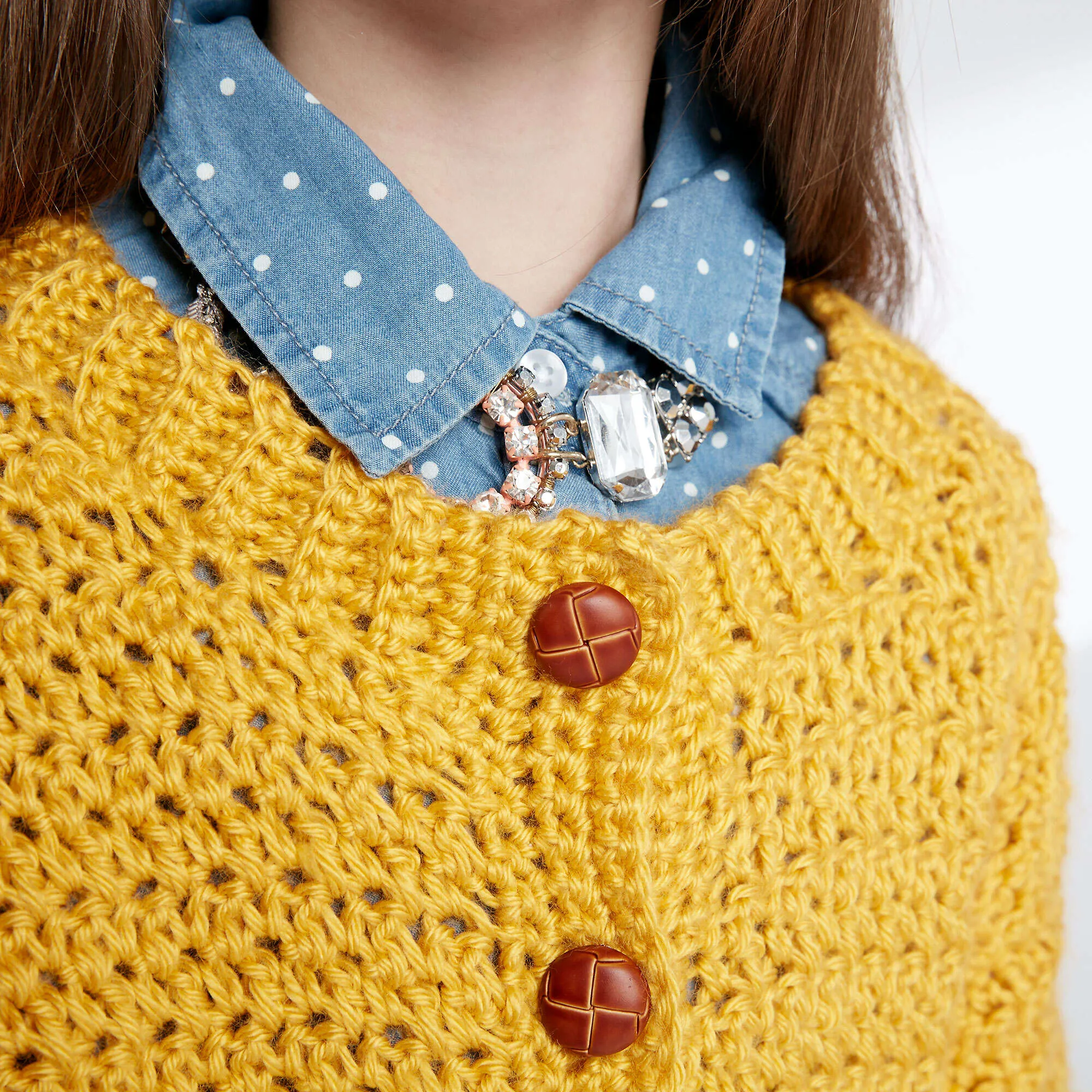 Caron Child's Crochet Crew Neck Cardigan