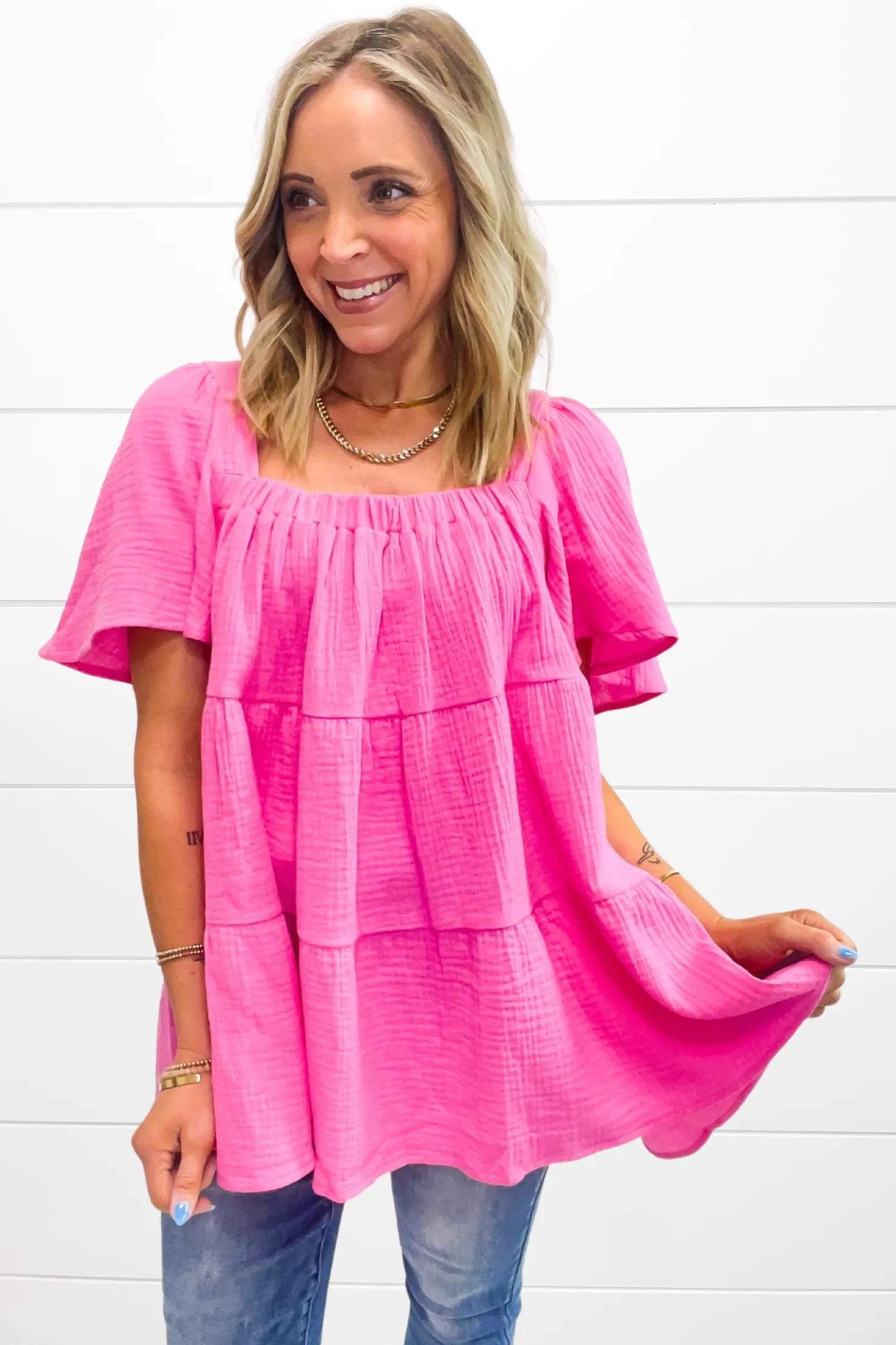 Carried Away Top - Candy Pink