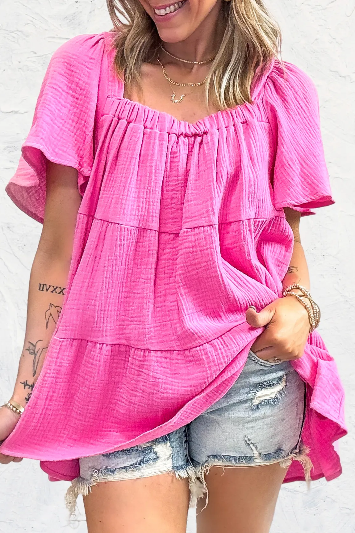Carried Away Top - Candy Pink
