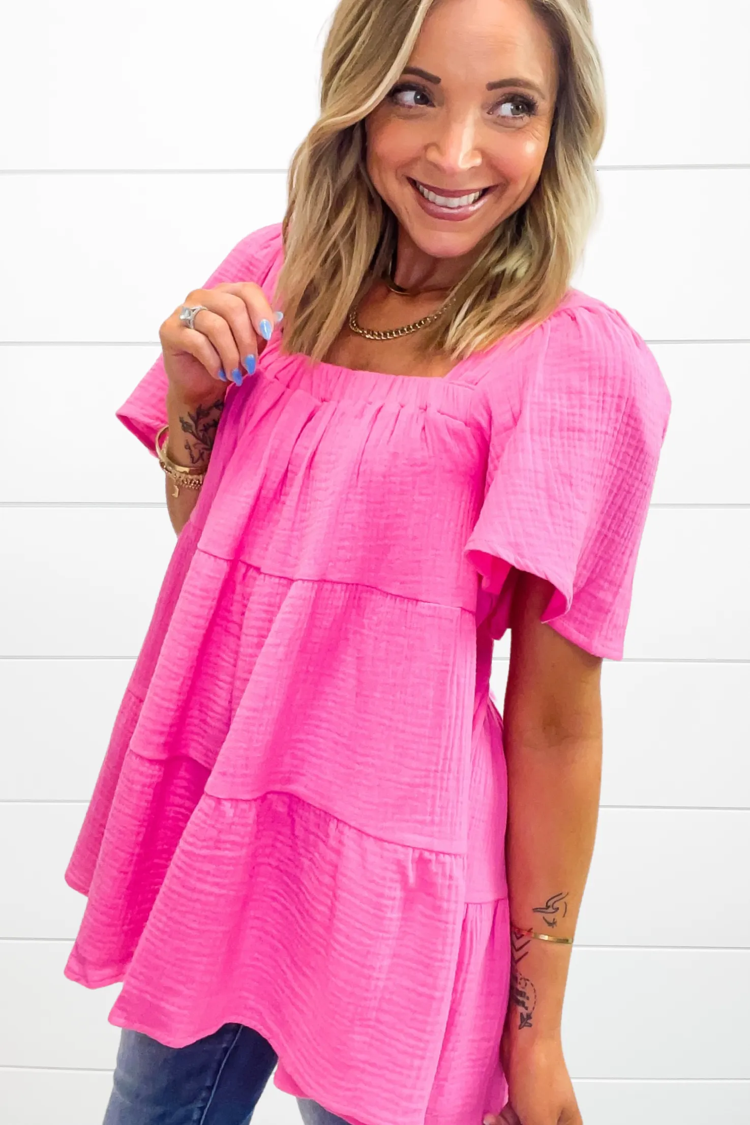Carried Away Top - Candy Pink