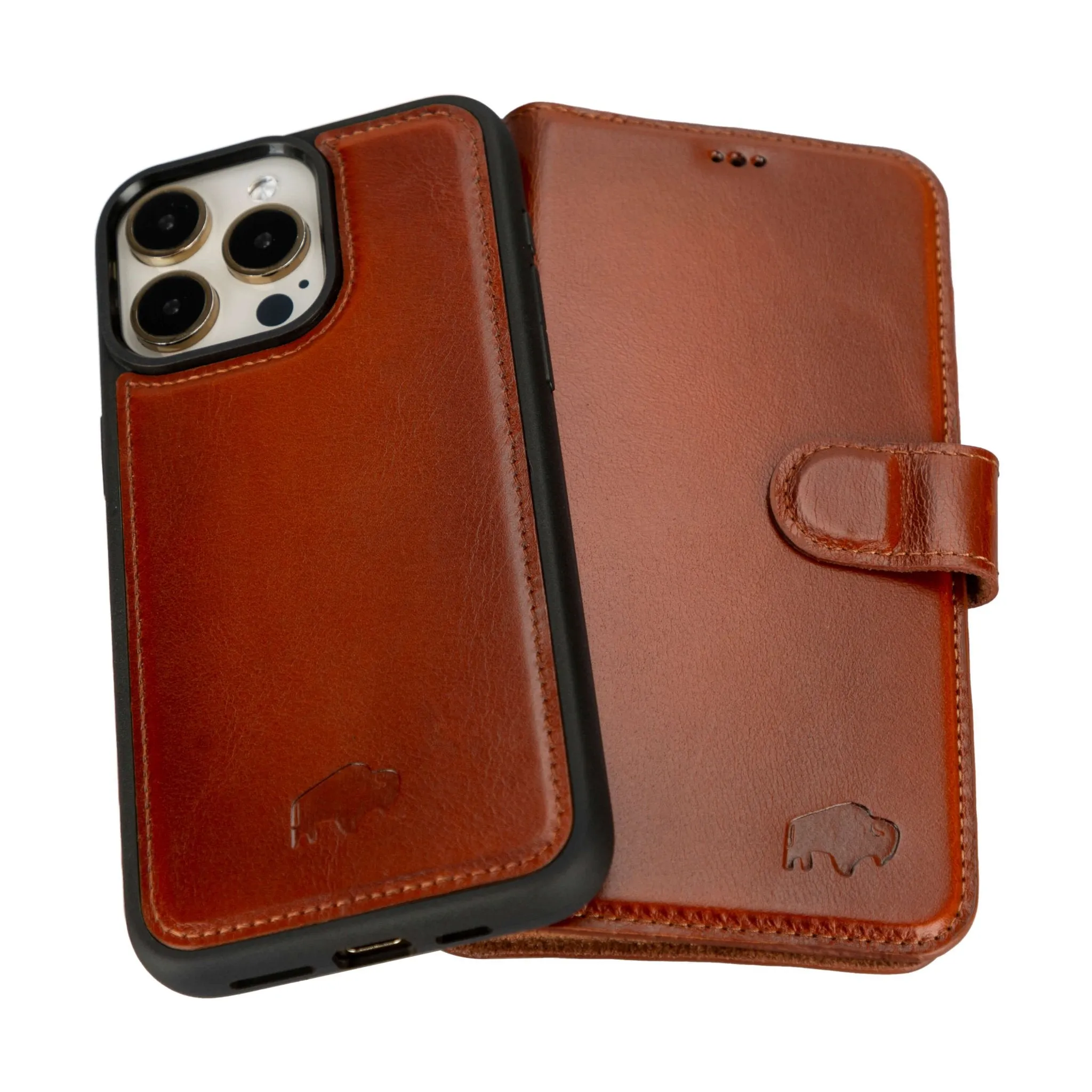 Carter iPhone 15 Pro Max Wallet Case, Burnished Tan
